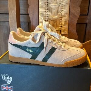 Gola Elan Classic Beige and Dark Green Trainers
